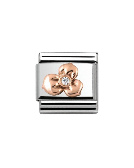 Classic Rose Gold Stone Set Flower Charm