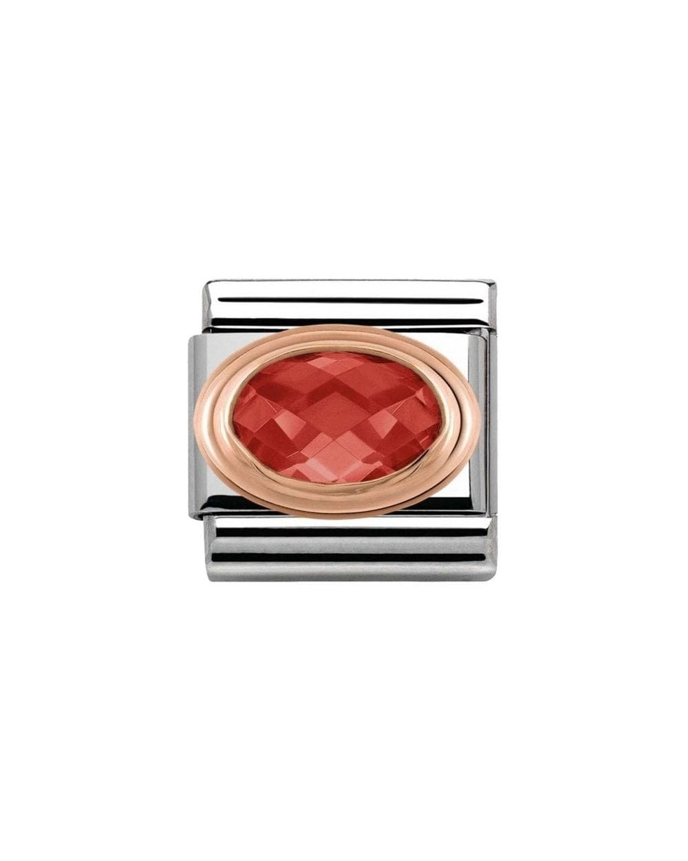 Classic Rose Gold Framed Faceted Red CZ Charm