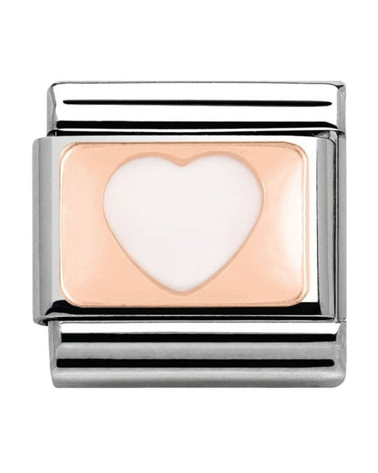 Classic Rose Gold White Enamel Heart Charm