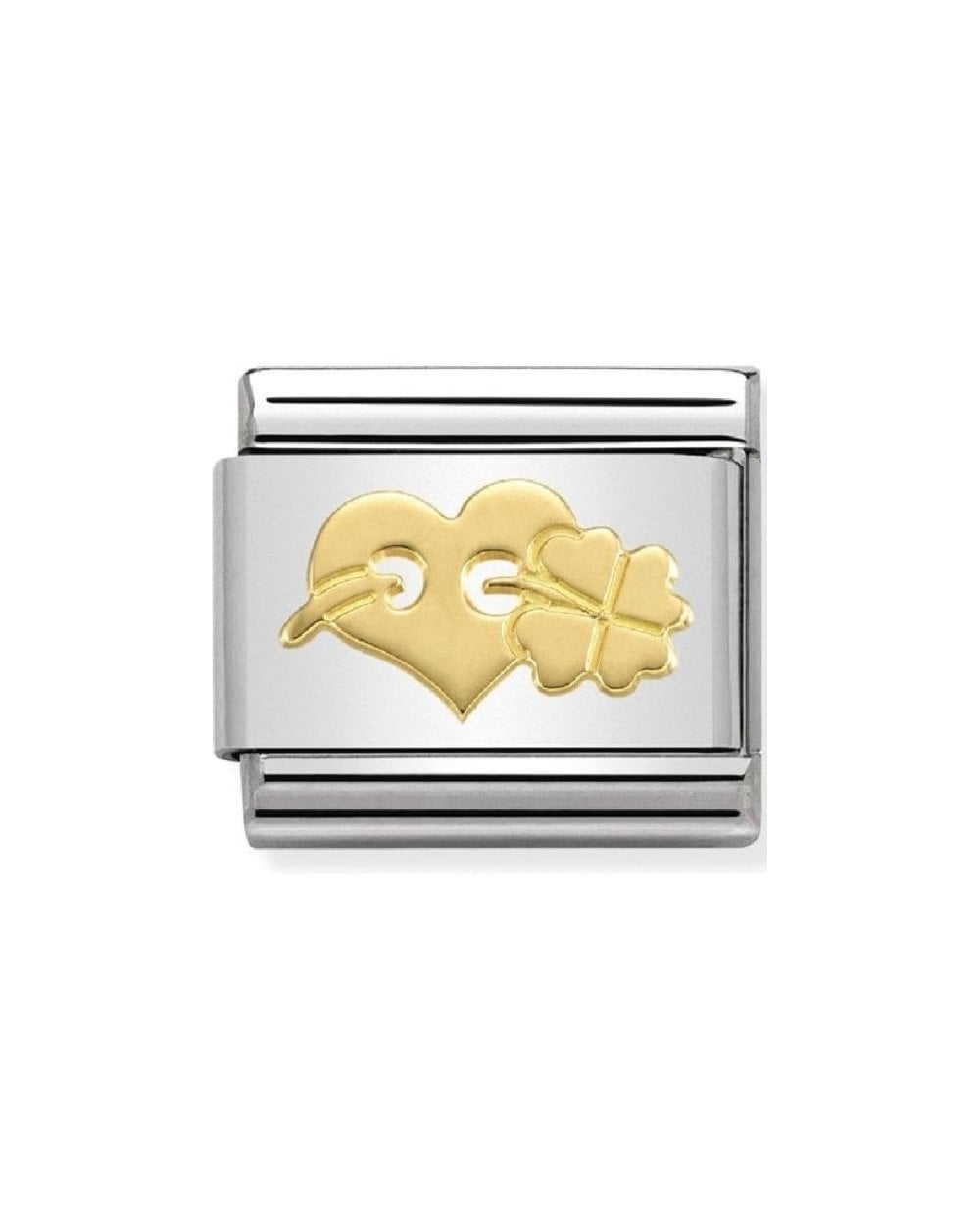 Classic Gold Heart and Four-Leaf Clover Charm