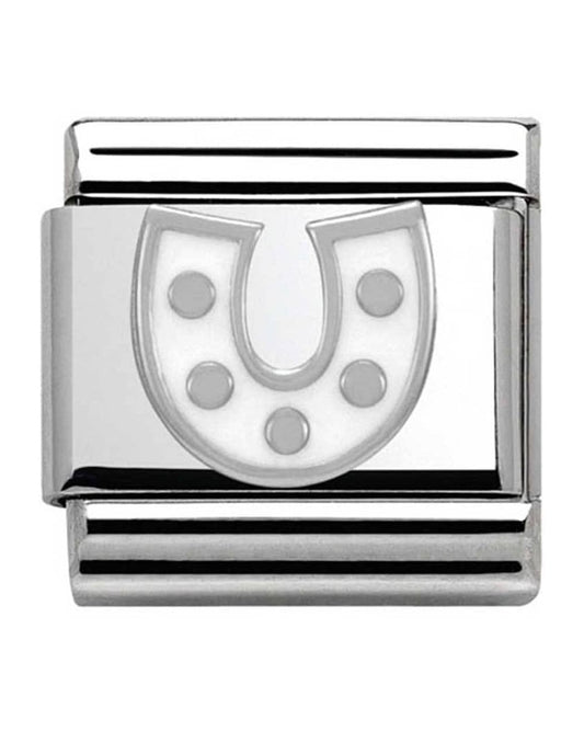 Classic Silvershine Symbols White Horseshoe Charm