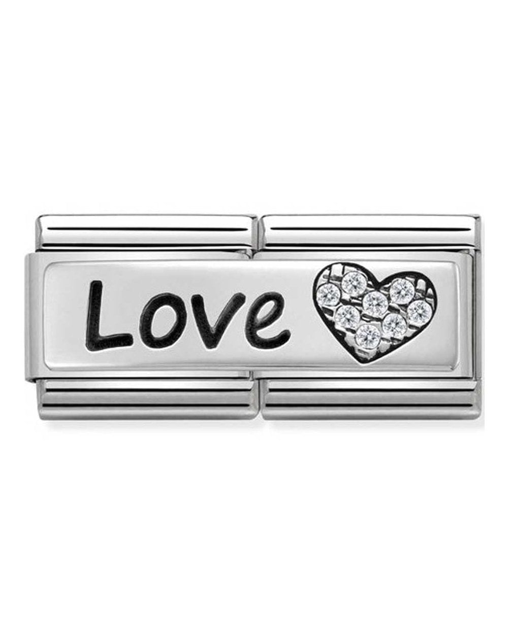 Classic Silvershine Double Link Love Heart Charm