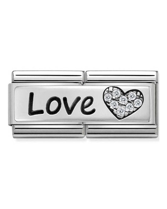 Classic Silvershine Double Link Love Heart Charm