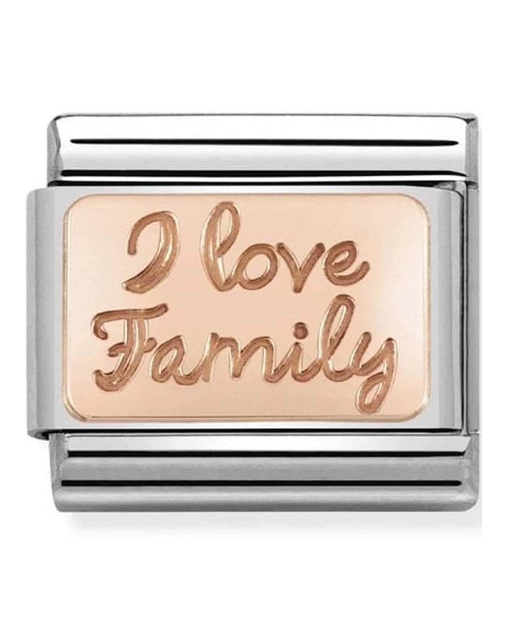 Classic Rose Gold Plates I Love Family Charm