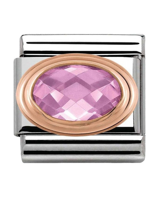 Classic Rose Gold Pink Faceted CZ Charm