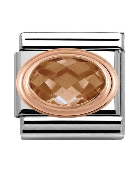 Classic Rose Gold Framed Faceted Champagne CZ Charm