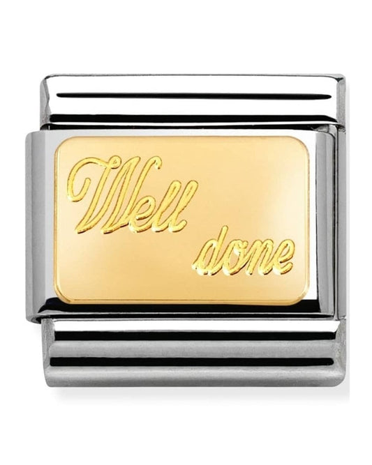 Classic Gold Engraved Signs Well Done Charm