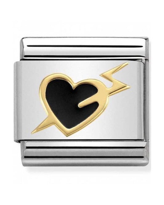 Classic Gold Heart with Lightning Bolt Charm