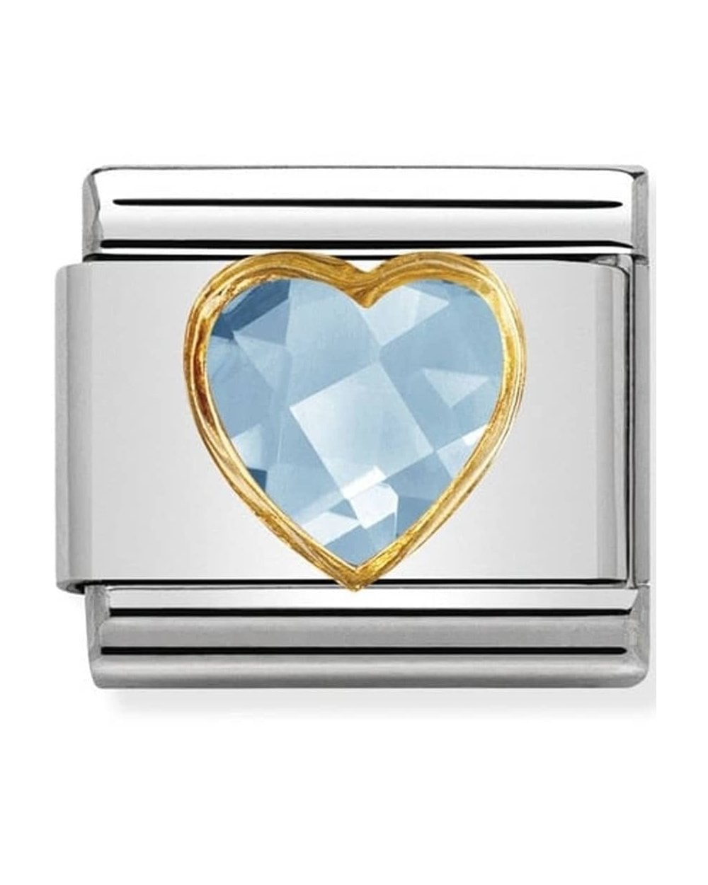 Classic Gold Faceted Light Blue Heart Charm