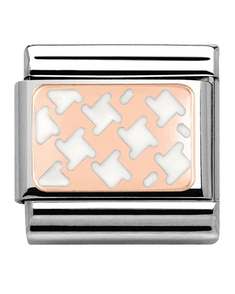 Classic Rose Gold White Houndstooth Charm