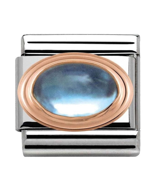 Classic Rose Gold Blue Topaz Charm