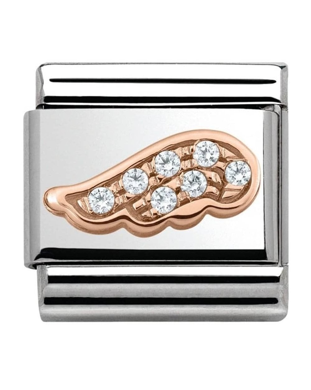 Classic Rose Gold CZ Symbols White Wing Charm