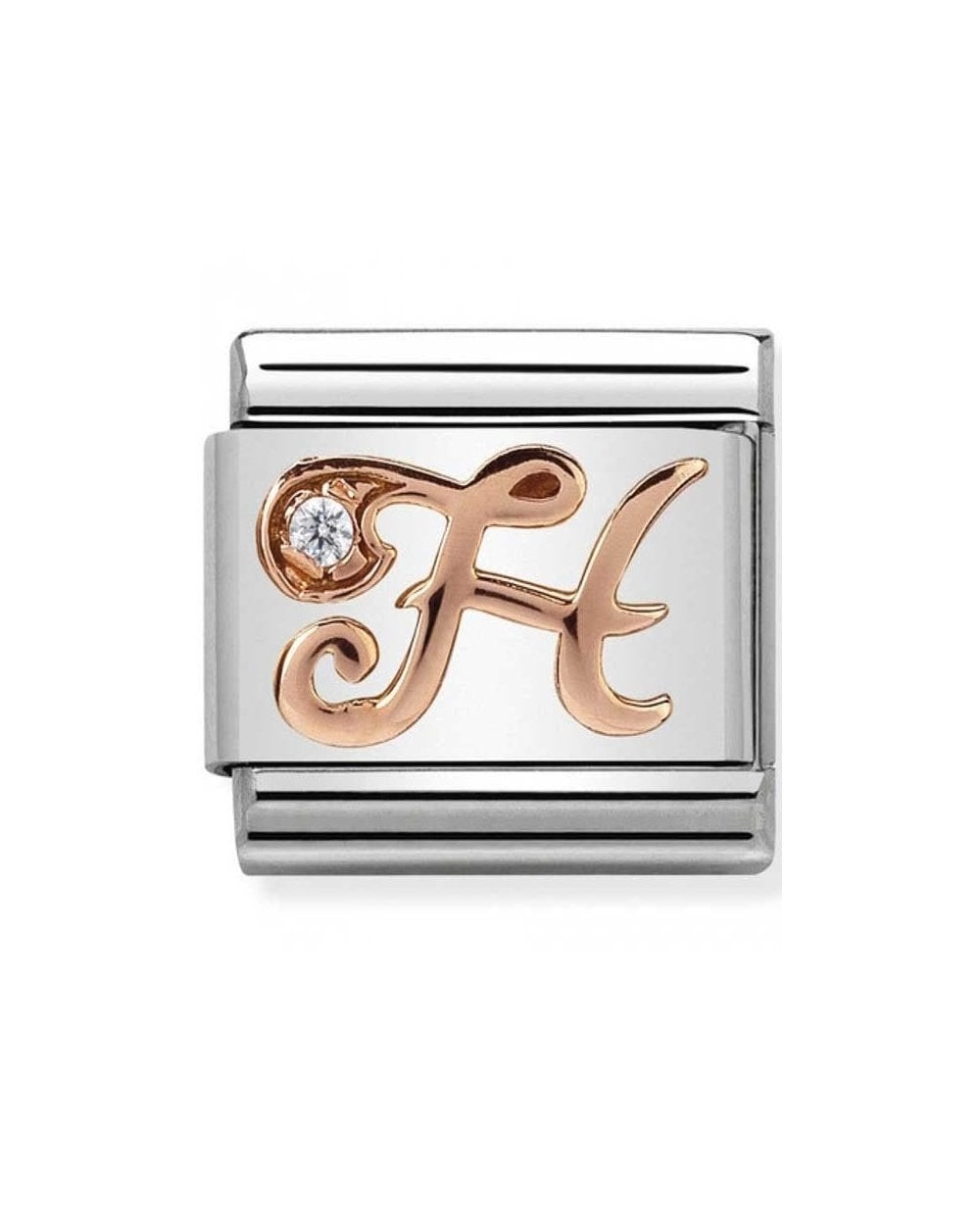 Classic Rose Gold CZ Letters H Charm