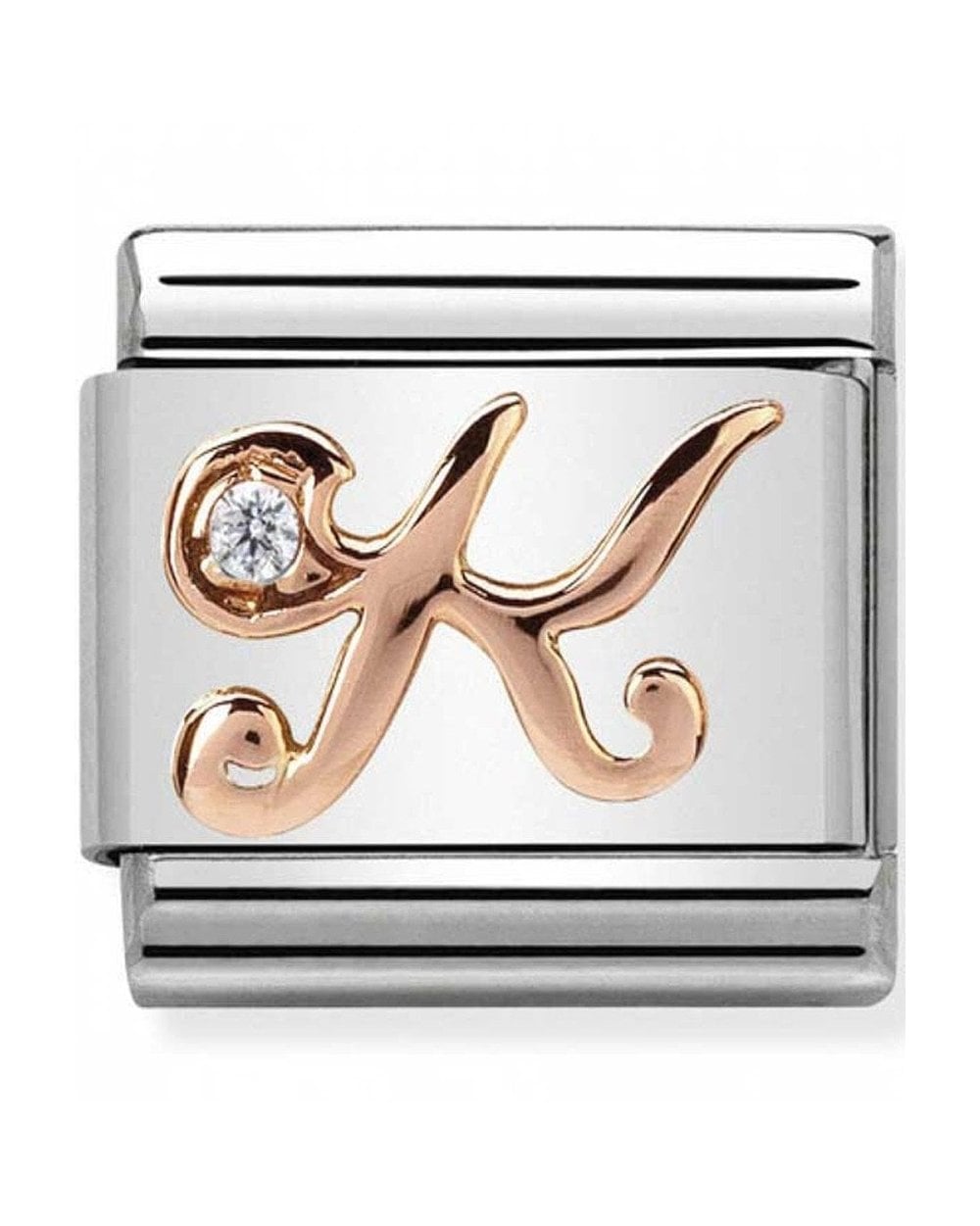Classic Rose Gold CZ Letters K Charm