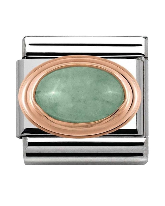 Classic Rose Gold Green Aventurine Charm