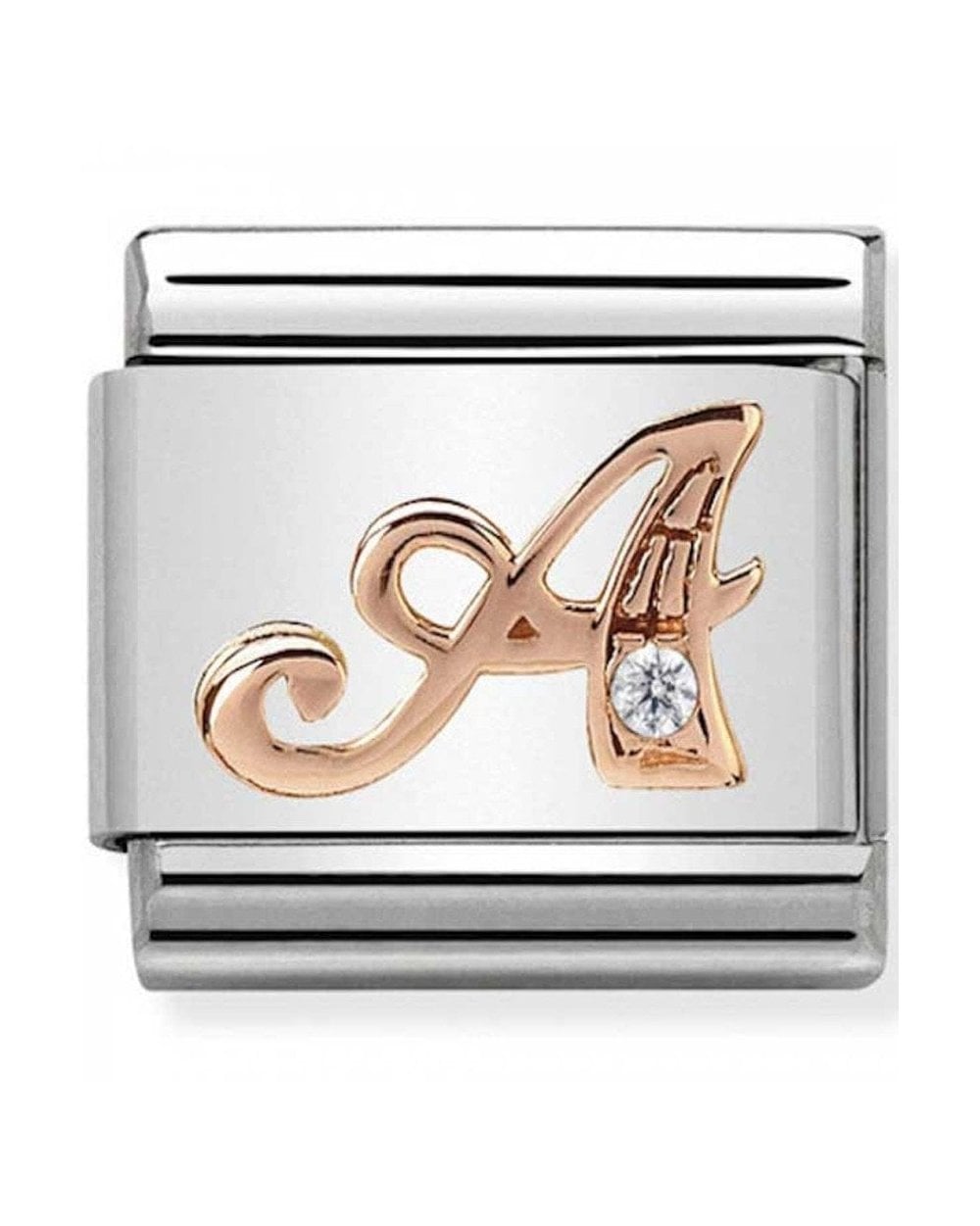 Classic Rose Gold CZ Letters A Charm