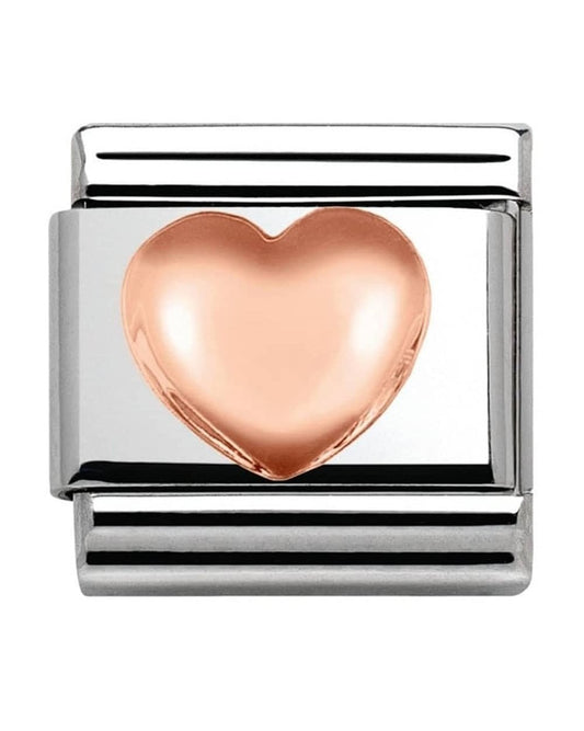 Classic Rose Gold Plates Raised Heart Charm