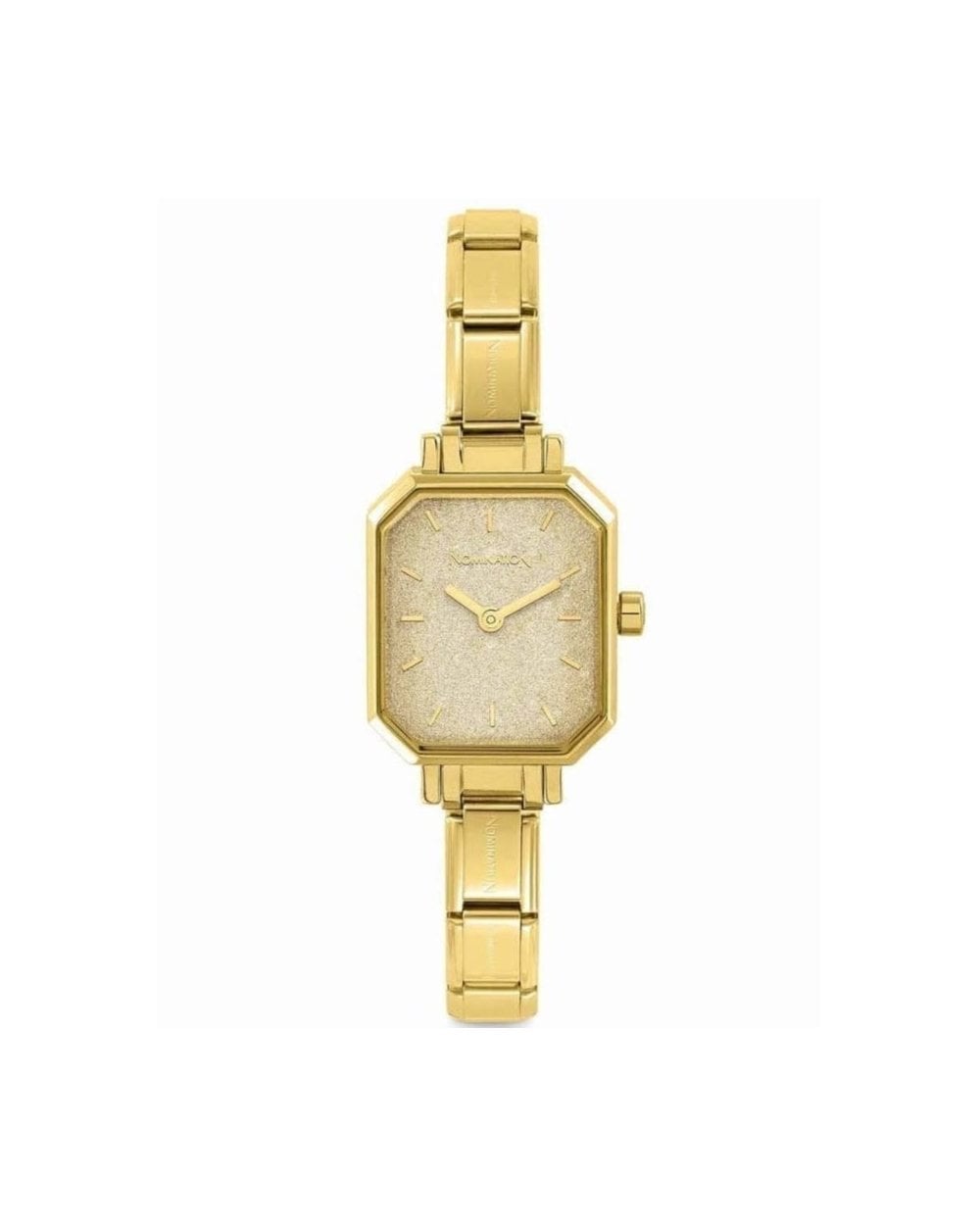 Classic Paris Watch Gold Glitter Rectangular Dial Gold Placed Bracelet