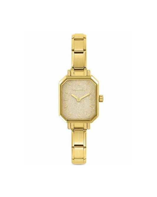 Classic Paris Watch Gold Glitter Rectangular Dial Gold Placed Bracelet