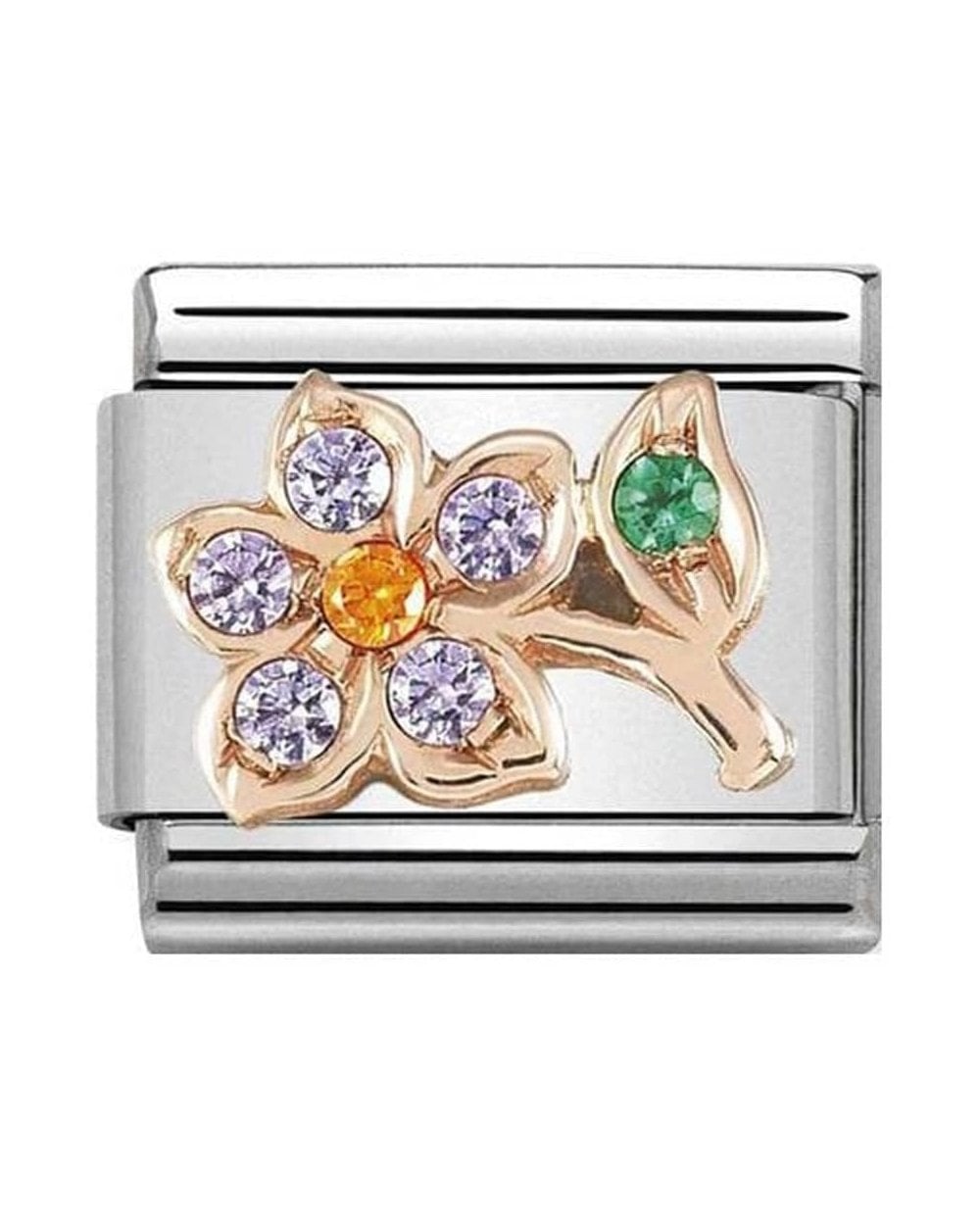 Classic Rose Gold Lilac Flower Charm