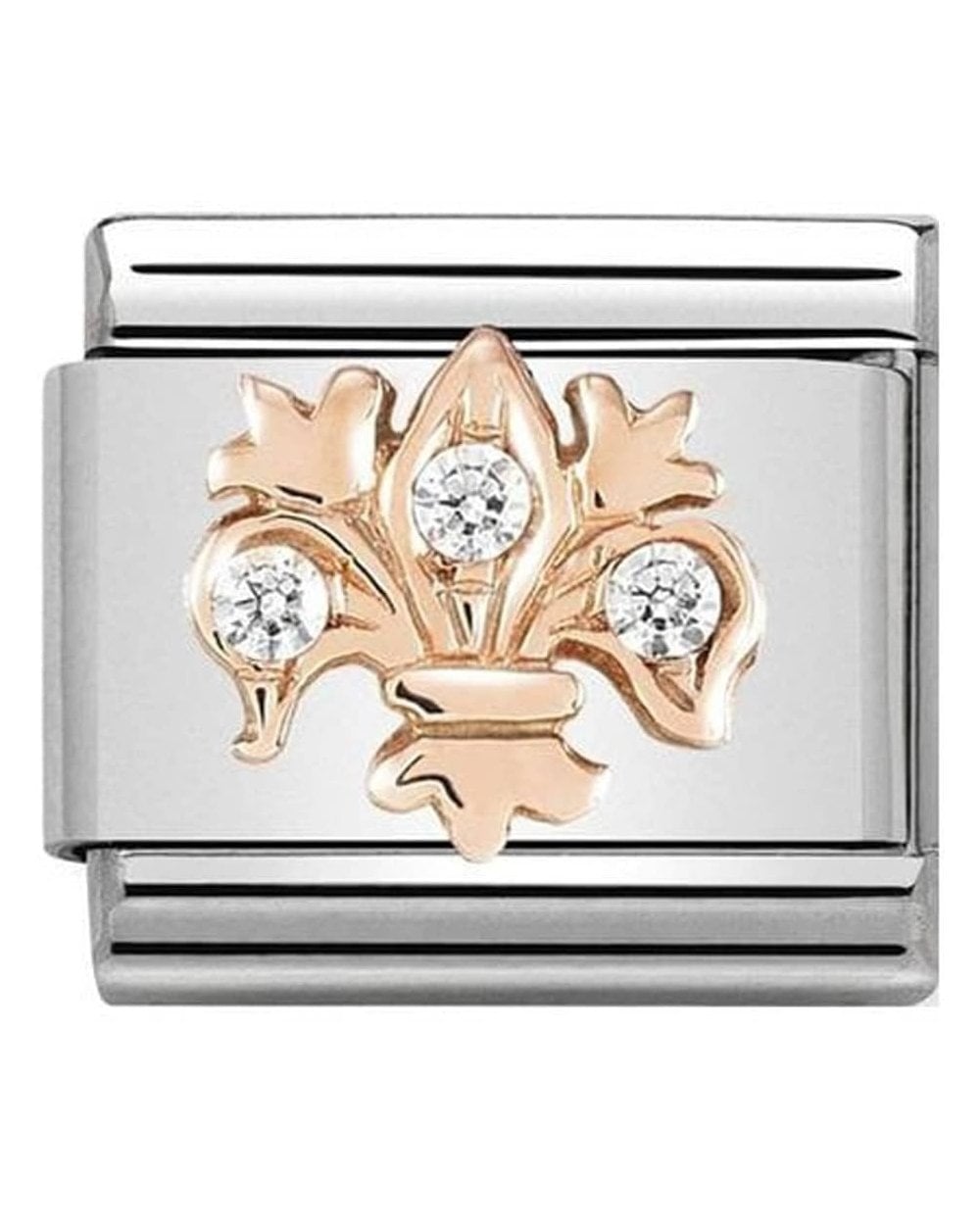 Classic Rose Gold Lily with CZ Stones Charm