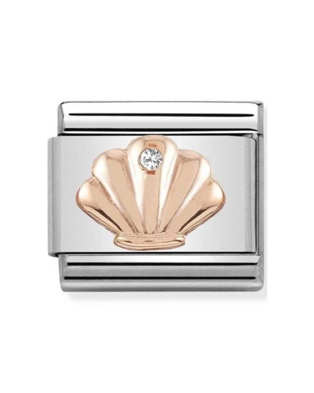 Classic Rose Gold Symbols CZ Shell Charm