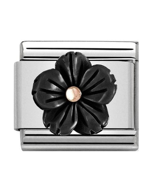 Classic Rose Gold Onyx Flower Charm