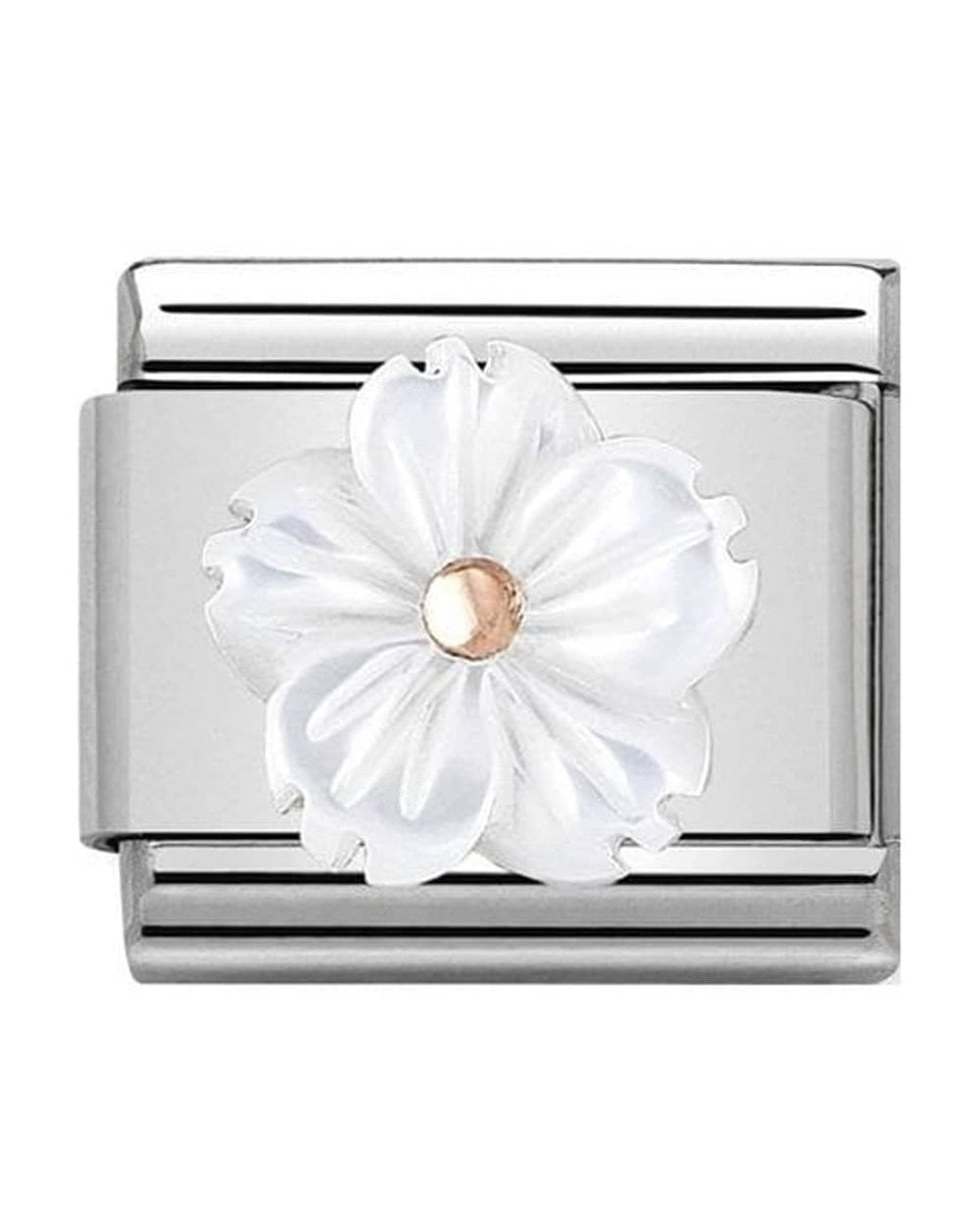 Classic Rose Gold Mother of Pearl Flower Charm