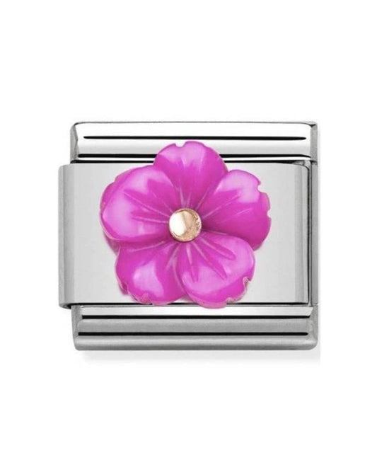 Classic Rose Gold Symbols Fuchsia Mother of Pearl Flower Charm