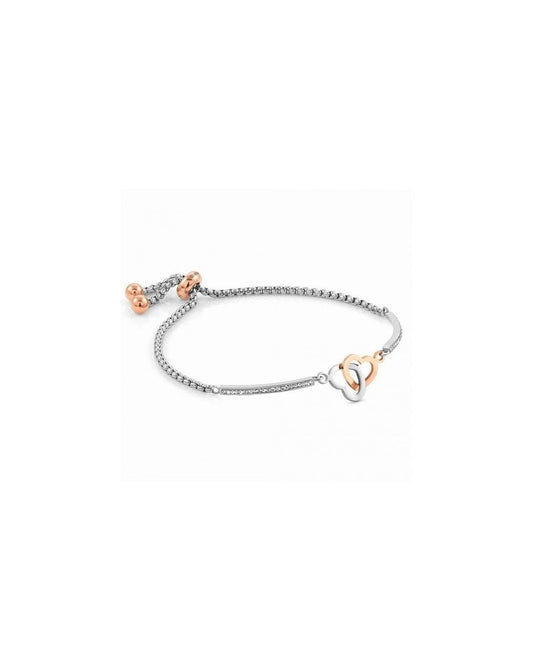 Milleluci Bracelet In Stainless Steel And Cubic Zirconia (Rosegold) Double Hearts