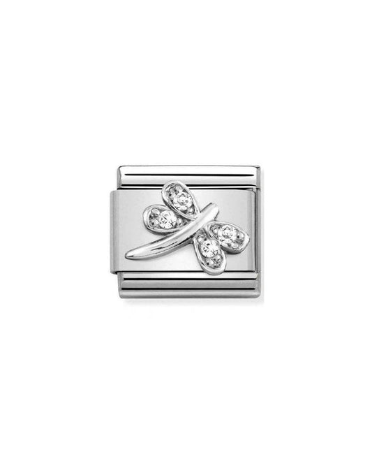 Composable Cl Symbols Steel  Cubic Zirconia And Silver 925 White Dragonfly