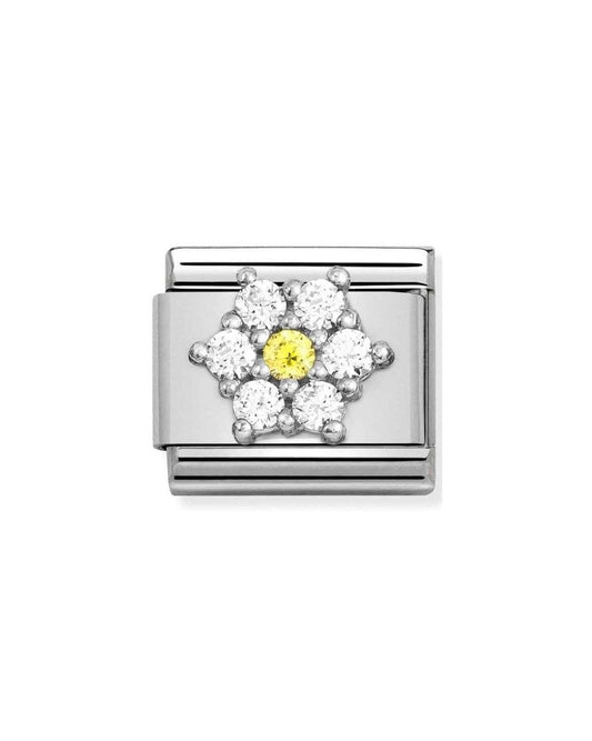 Composable Cl Symbols Steel Cz And Silver 925 Rich White And Yellow Flower