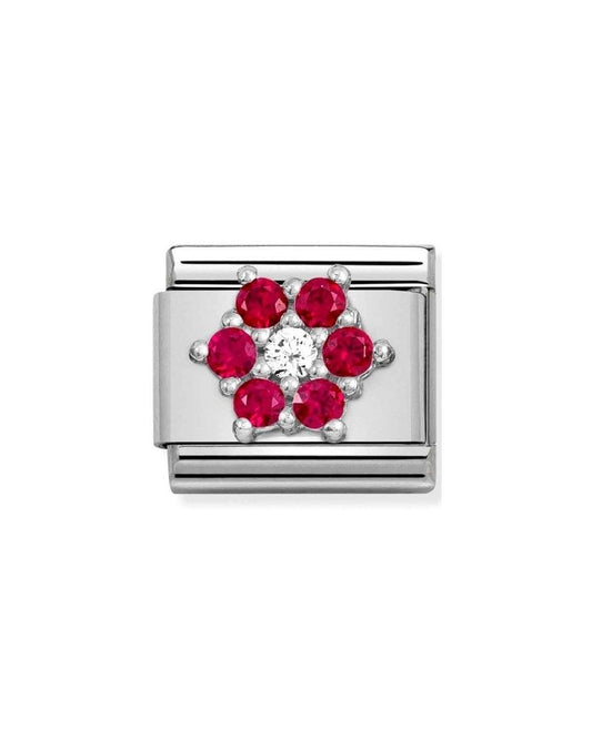 Composable Cl Symbols Steel Cz And Silver 925 Rich Red And White Flower