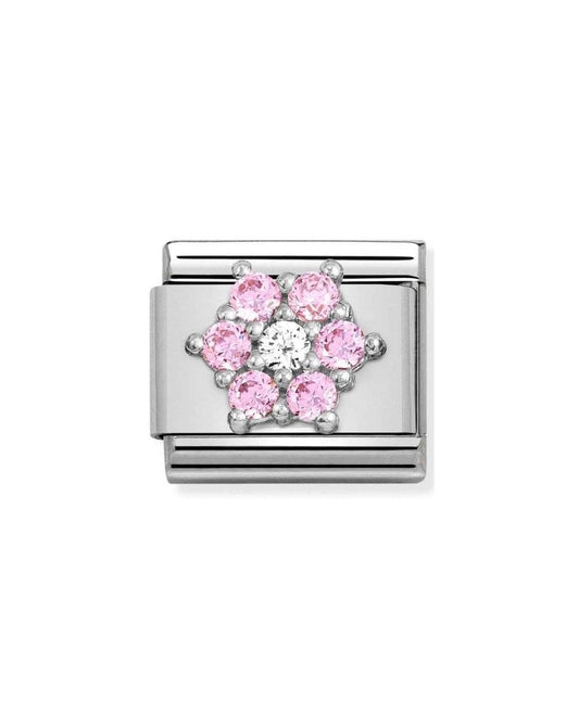 Composable Cl Symbols Steel Cz And Silver 925 Rich Pink And White Flower