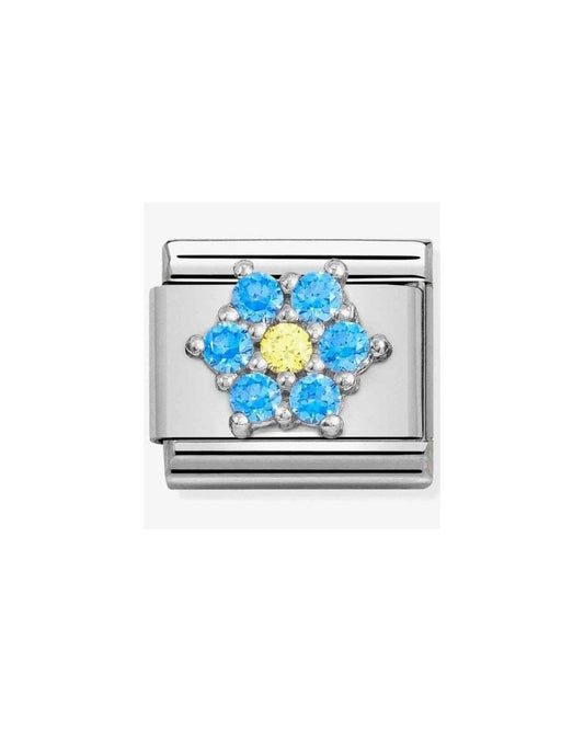 Composable Cl Symbols Steel Cz And Silver 925 Rich Light Blue And Yellow Flower
