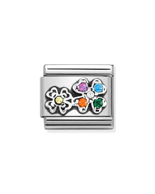 Composable Cl Symbols Ox Steel Cz And Silver 925 Four-Leaf Clover Rainbow