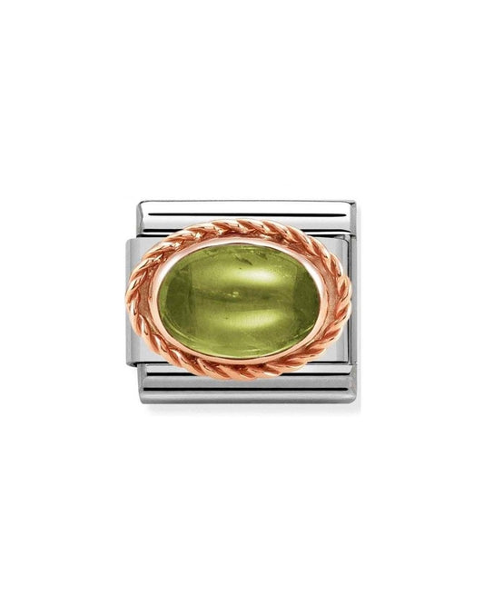 Composable Classic Rich Setting Stone In Steel And  375 Gold Peridot