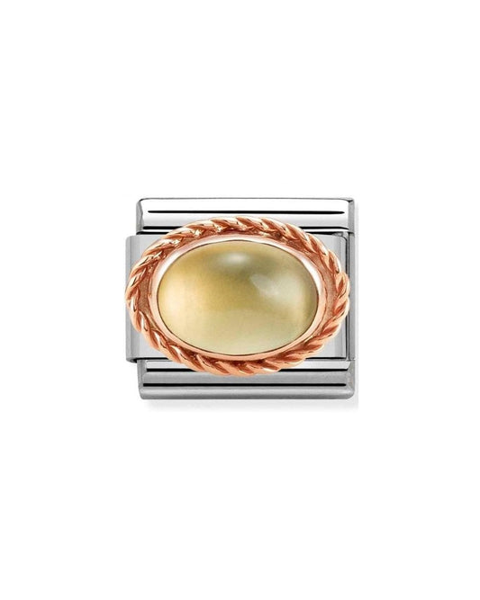 Composable Classic Rich Setting Stone In Steel And  375 Gold Citrine