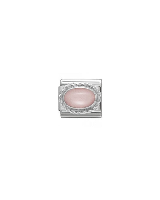 Comp. Classic Hard Stones Stainless Steel Rich Silver 925 Setting Pink Opal