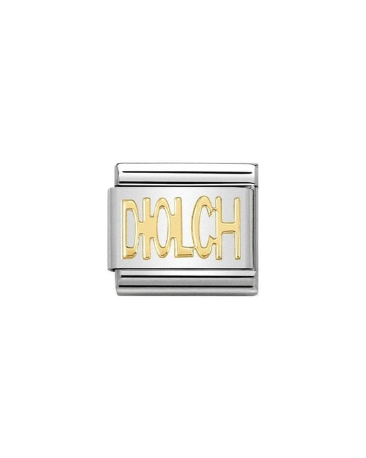Composable Classic Writings In Stainless Steel With 18K Gold Diolch