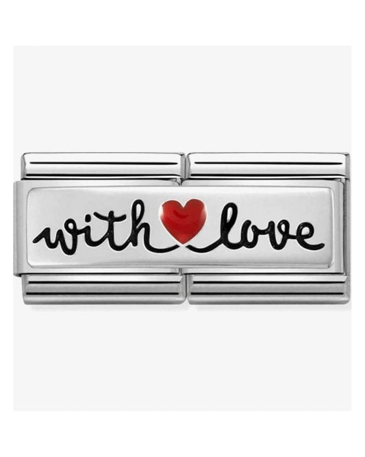 Composable Double Classic Symbols Steel Enamel And Silver 925 With Heart Love