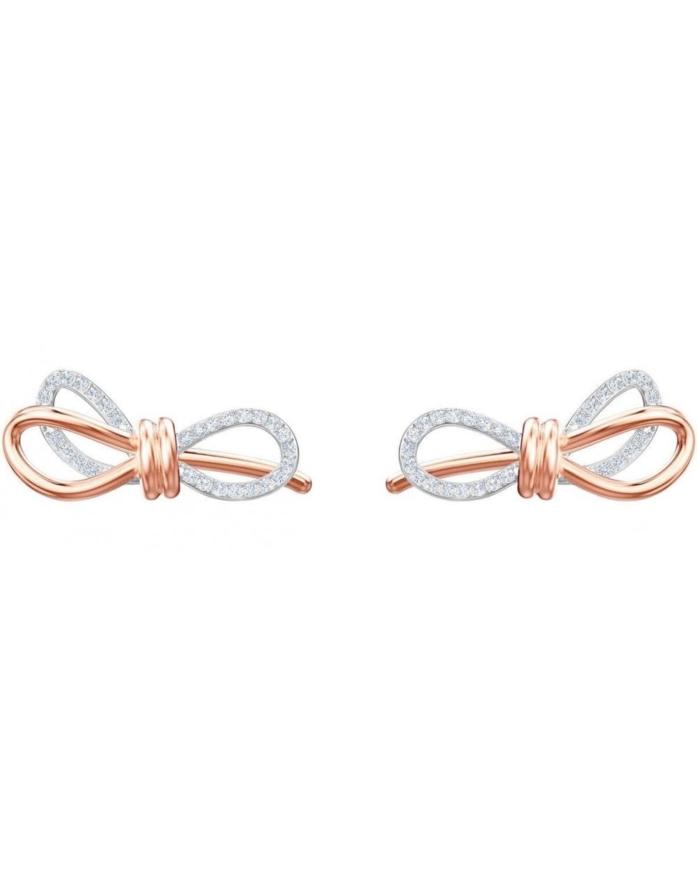 Lifelong Bow Pierced Earrings, White, Mixed Plating