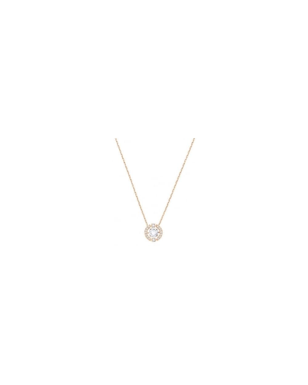 Sparkling Dance Round Rose Gold Necklace in Clear Crystal
