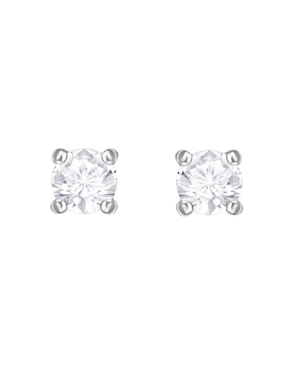 Attract Pierced Stud Earrings in Clear Crystal and Rhodium Plate