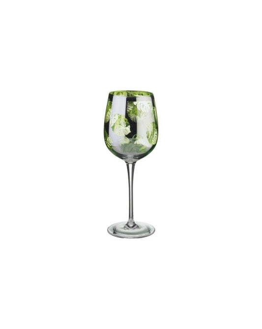 Tropical Leaves Wine Glass