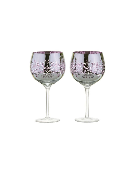 Set of 2 Lilac Filigree Gin Glasses