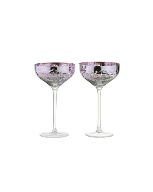 Set of 2 Lilac Filigree Champagne Saucers
