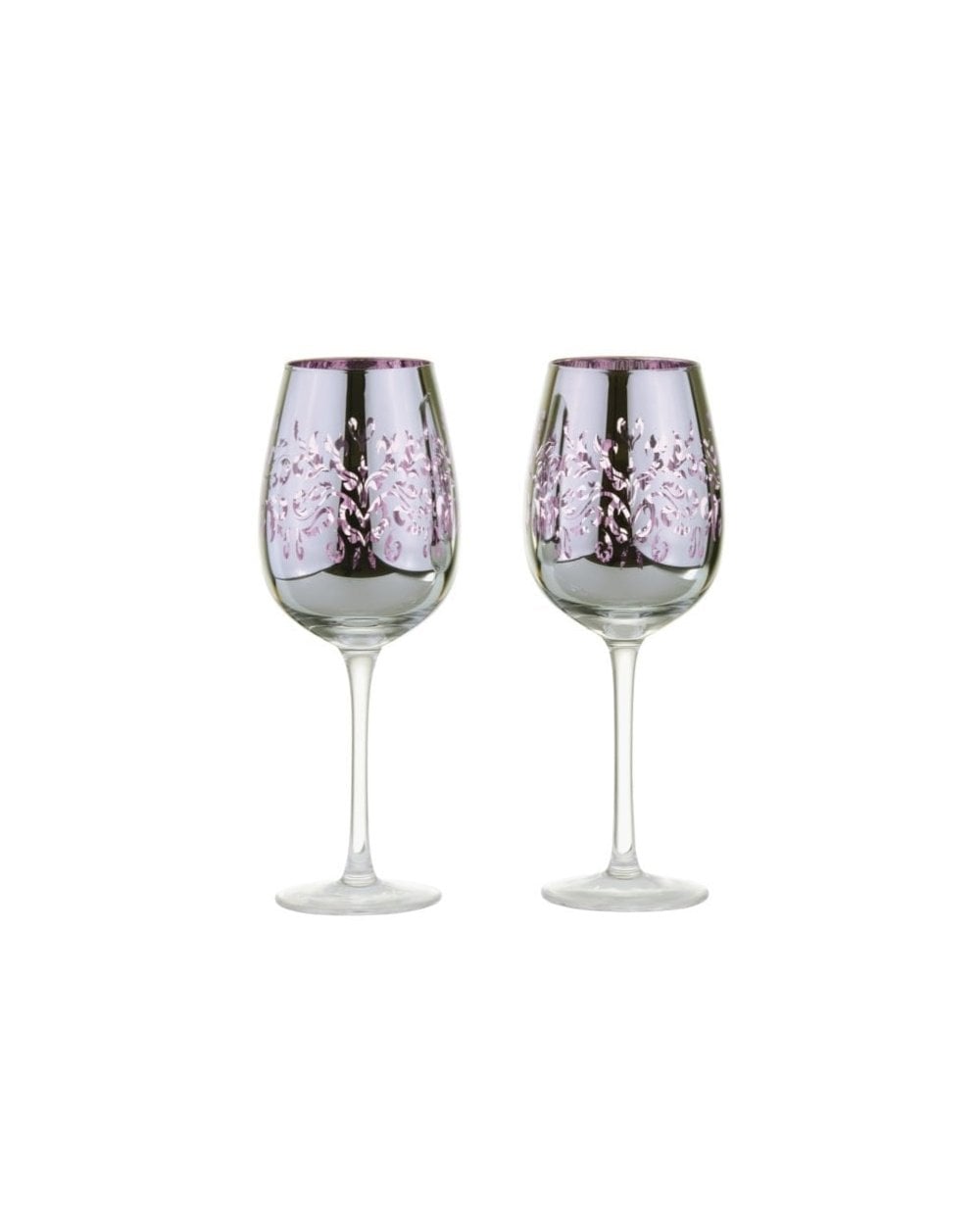 Set of 2 Lilac Filigree Wine Glasses