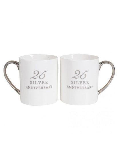Set of 2 Porcelain Mugs - 25th Anniversary