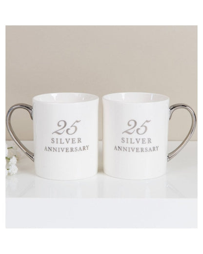 Set of 2 Porcelain Mugs - 25th Anniversary